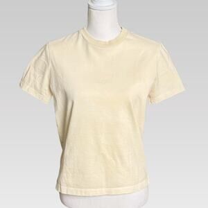 NEW Prada Crew Neck Short Sleeve T-Shirt size Small 2024 Light Yellow Logo Patch